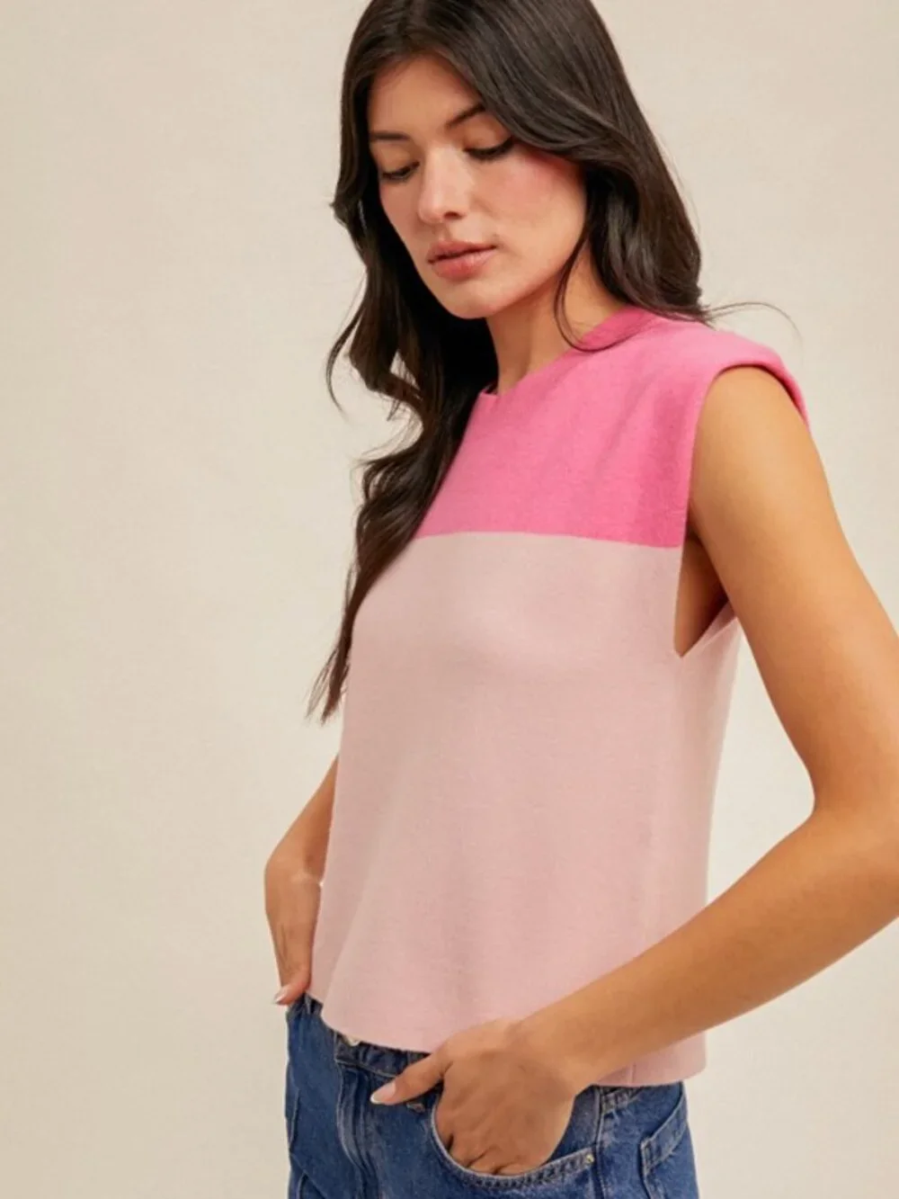 Hem & Thread Pink Colorblock Muscle Tee - Picture 5 of 5
